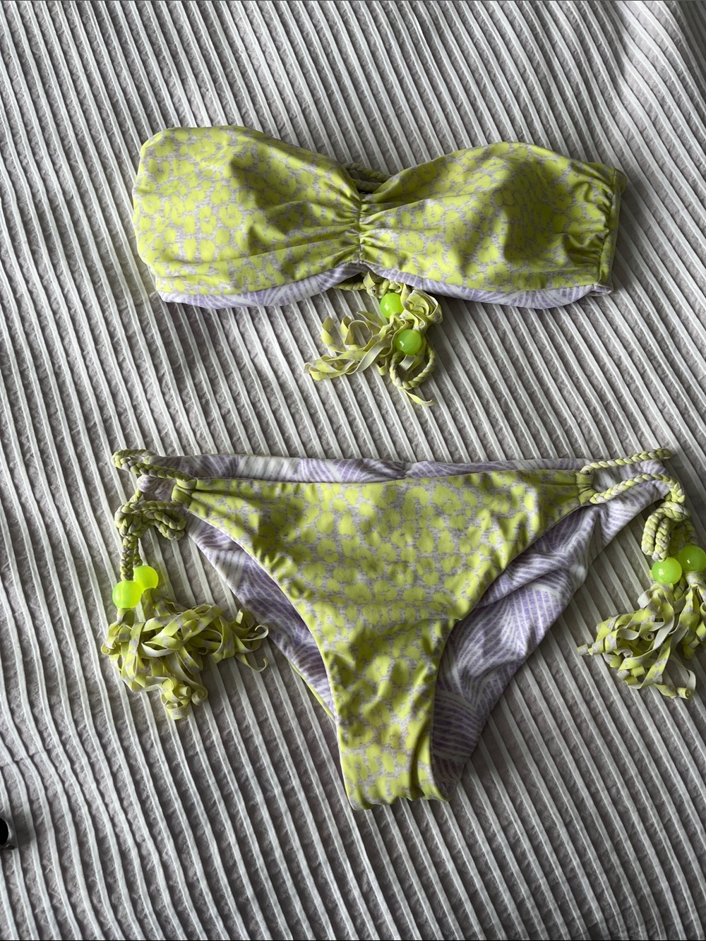Victoria's Secret Neon Yellow & Lavender Bandeau Bikini